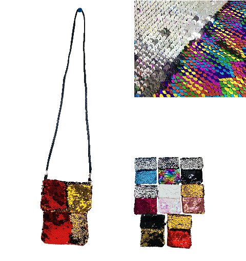 ''7.5''''x5.5'''' Reversible Sequin Cross Body Evening Bag''